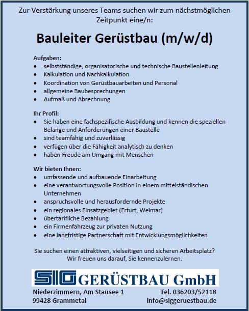 Bauleiter Gerüstbau